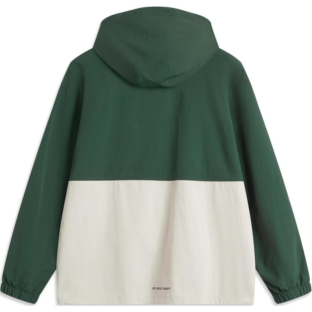 Li-Ning Lettuce Edge Water-Repellent Windproof Comfortable Casual Color-Block Hooded Letter Zipper Sports Jacket Unisex Jackets Dark-Green AFDU955-1