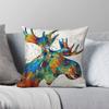 Bunte Elch Kunst Konfetti Quadratische Kissenhülle Polyester Leinen Samt Muster Reißverschluss Dekor Kissenbezug Sofa Sitzkissenbezug