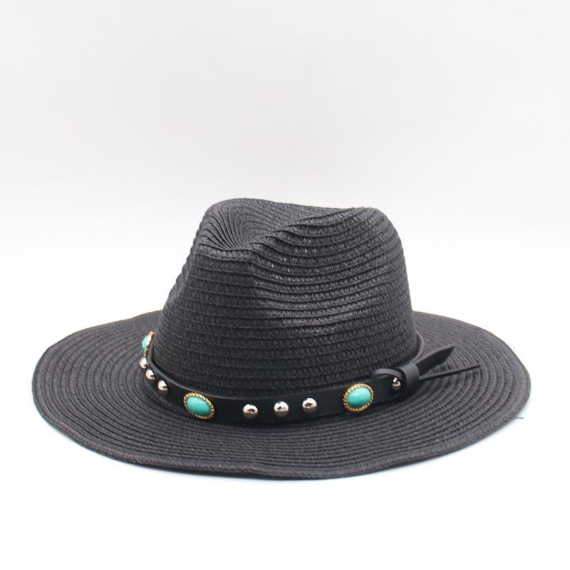 Summer men's and women's sunscreen straw hat sunshade Panama top hat seaside straw wide brim sun hat travel beach hat