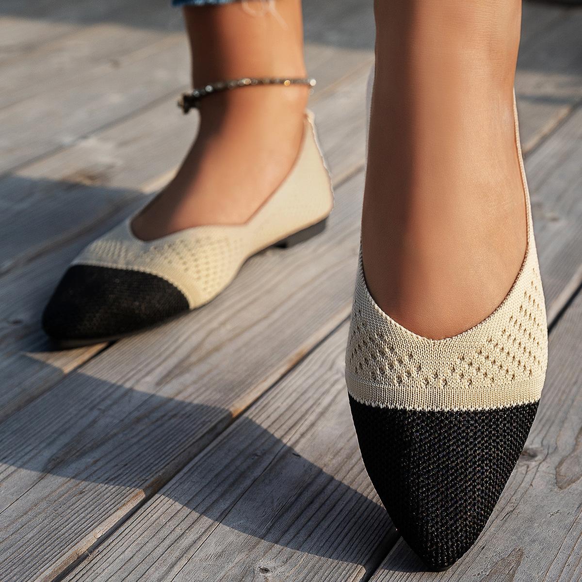 

Women s Fall New Large Size Flying Weave Pointed Flat Single Shoes Women s Doudou Shoes Casual Shoes 43 чорний