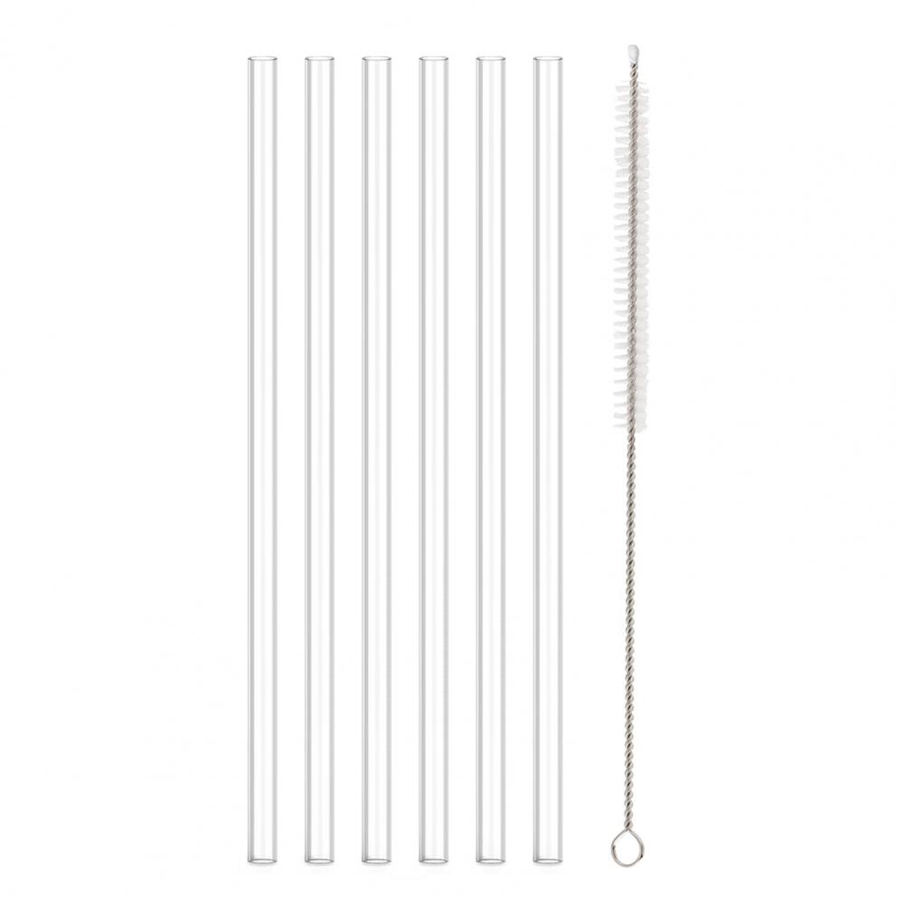 6 Pieces Reusable Hard Plastic Straws, BPA-Free, Clear Straws Drinking Straws With Cleaning Brush Straws Cleaner, 30cm чистый