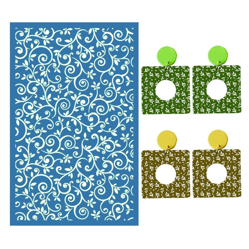 Silk Screen Stencils Reusable Silkscreen-Print Kit Leaves Mesh-Screen Printing Kit for DIY Earrings Clay T-Shirts-Decor