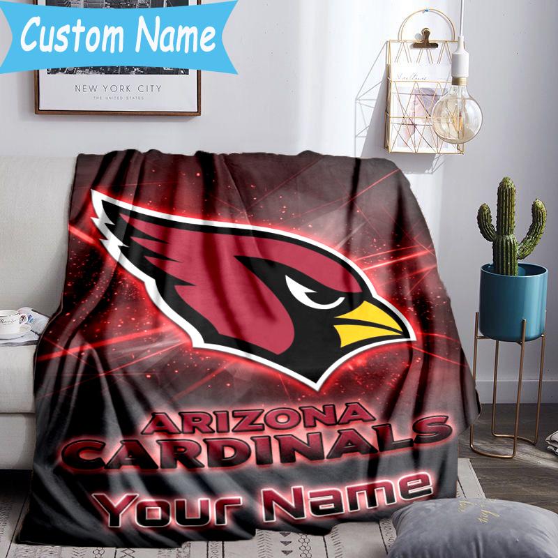Custom Name Cardinals football Blanket Flannel Blanket for Camping, Hiking, Garden Parties, Picnic Essentials,gift for family and friend