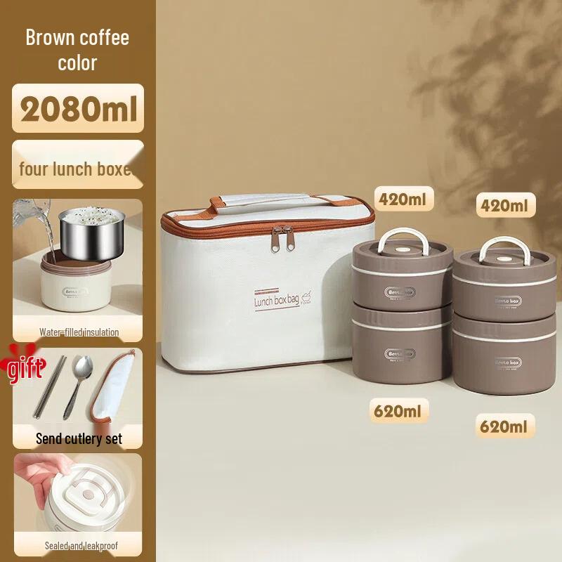 

Изолированный двухслойный ланч-бокс бенто из нержавеющей стали 304 для разогрева в микроволновой печи - Портативный круглый ланч-бокс для студентов и офисных работников