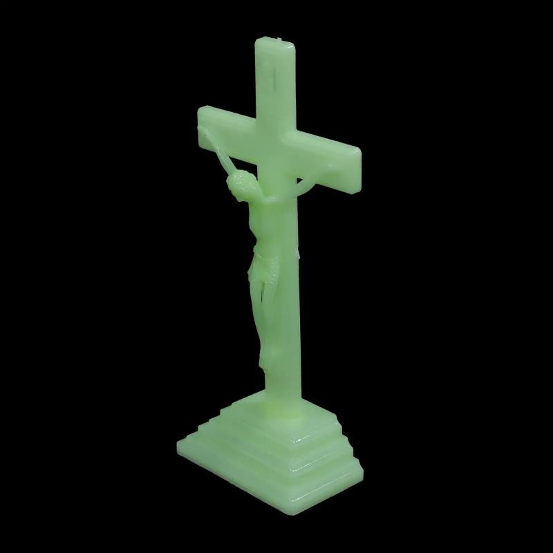 Luminous Jesus Cross Adornment Home Decor Religious Gift Retro Table Nament Wall Hanging Festive Party Supplies