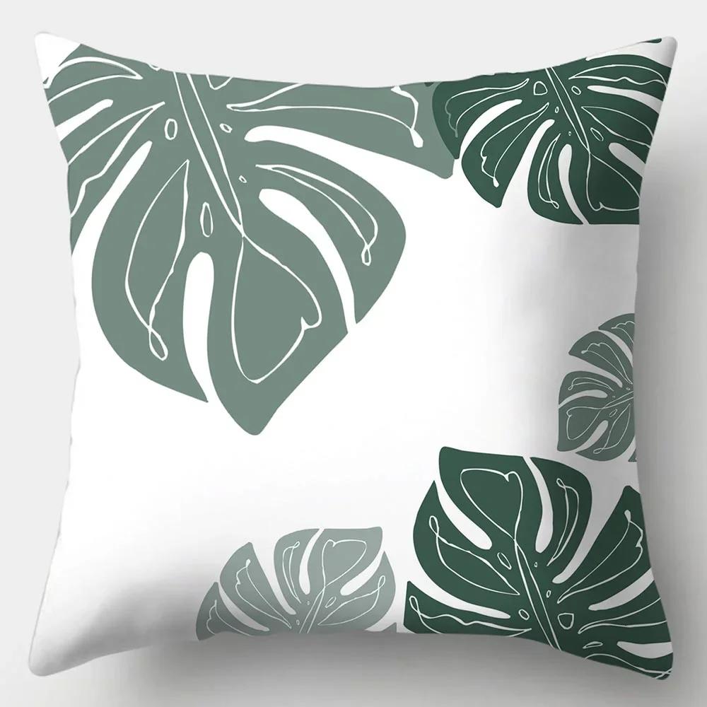 Home Decor Geometric & Leafy Patterned Digital Print Pattern Cushion Cover Suitable for Sofa Bedroom Car Pillow Cover