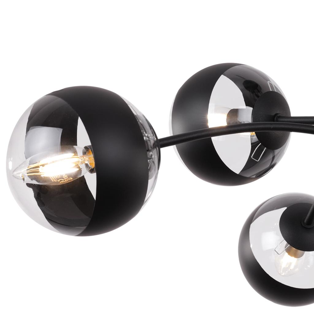 Toledo Black Ceiling Lamp 6-Flat Black Lampshade E14