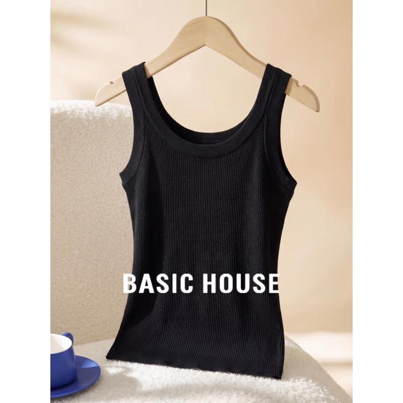 Basic House Women s Slim Fit Ribbed U-Neck Knit Camisole One Size