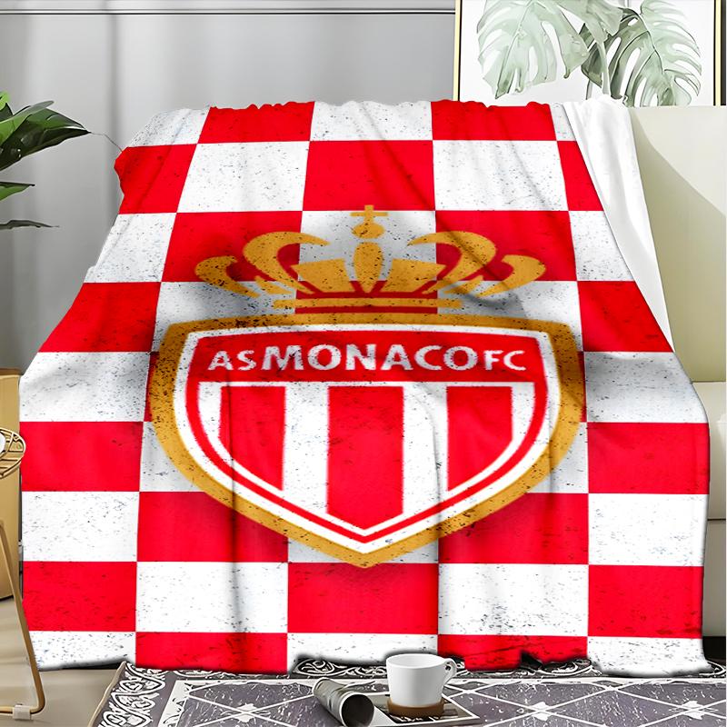 1PC Monaco Football club Printed Soft Flannel Blanket Throw for Adult Bedroom Living Room Sofa Camping Travel Fan gifts Christmas Gifts