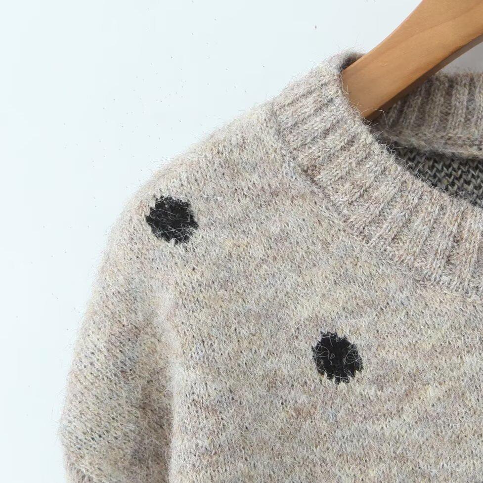 2026 Autumn European & American Polka Dot Women's Fashion Pullover Sweater