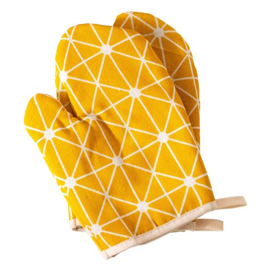 Pot Holder And Glove Set Heat Resistant Anti-scald Cooking Gloves Thick Cotton Oven Mitts Nordic Style Kitchen Safety