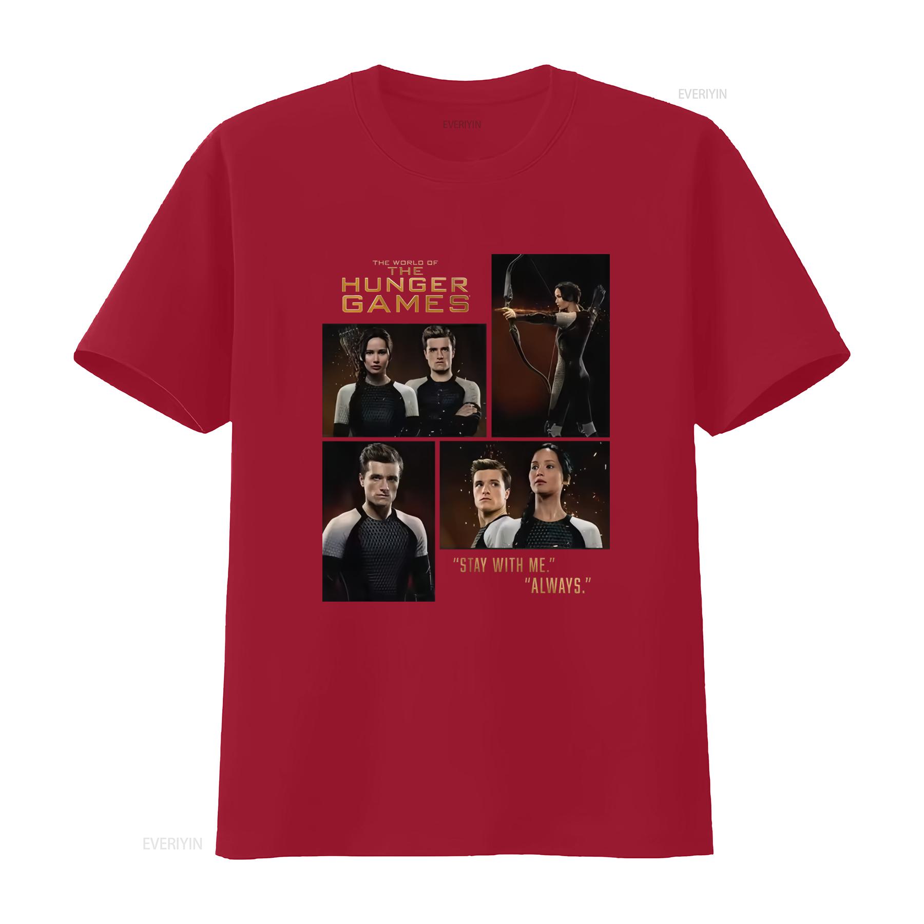 The Hunger Games Katniss Peeta Four Photos Black T Shirt for Adult Fans vintage Washed homme Casual graphic Stylish Stretched S