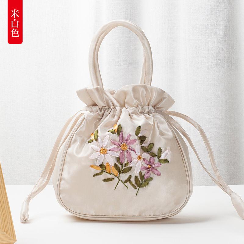 Handbag Women's Bag Ethnic Wind Bag Handmade Embroidered Mommy Bag New Women's Shopping Bucket Drawer Mobile Phone Bag