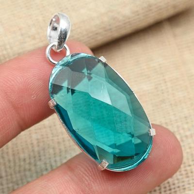 Faceted Indicolite Tourmaline Gemstone 925 Sterling Silver Handmade Jewelry Pendant