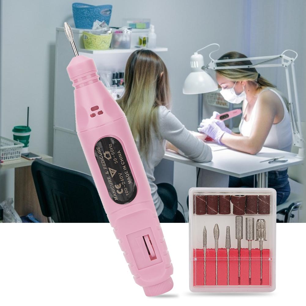 USB Portable Electric Nail Drill Machine Nail Drill Manicure Nail Polisher Tool KitPink USB