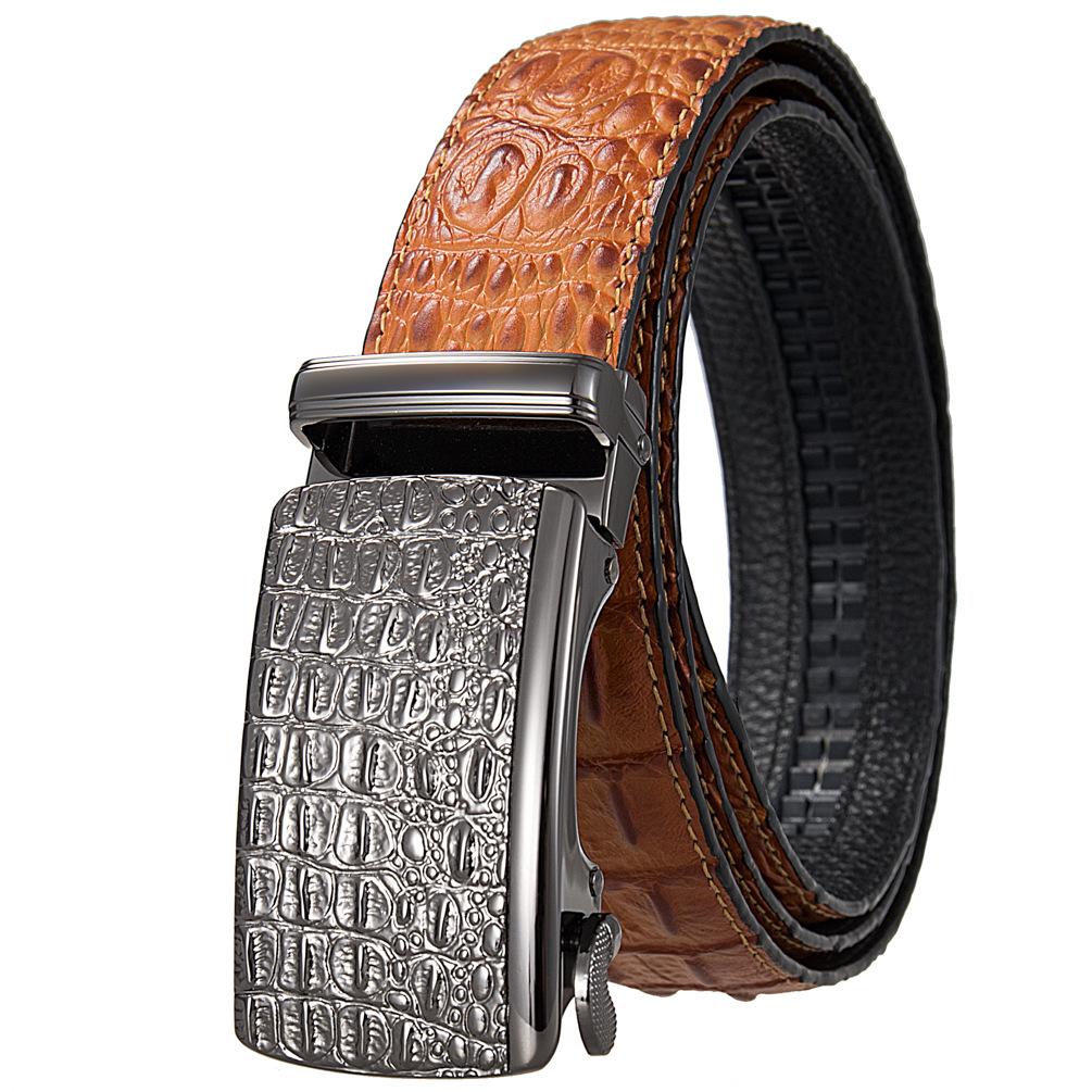 

5 шт. Бизнес Автоматическая пряжка ремень крокодиловый узор коровья кожа ремень 3 кости Ly36-1813-8 110-130CM