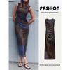 Za2024 Autumn New Women's Clothing Ruched Decoration Silm Slim Looking Silk Net Elegance Long Dress 8312536