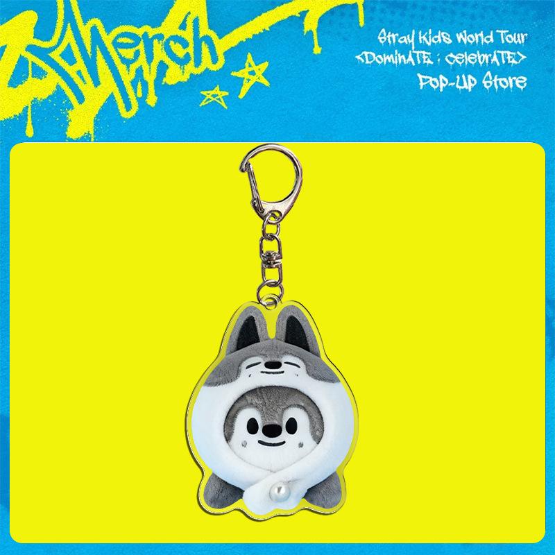 Stray Kids World Tour dominATE Celebrate SKZOO Acrylic Keychain Plush Pendant Bag Charm Kpop Merch Gift for STAY