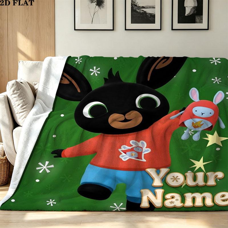1PC Bing Custom Name Patterned Flannel Blanket Suitable For All Seasons for Home Decor Warmth and Comfort Gifts Holiday Present