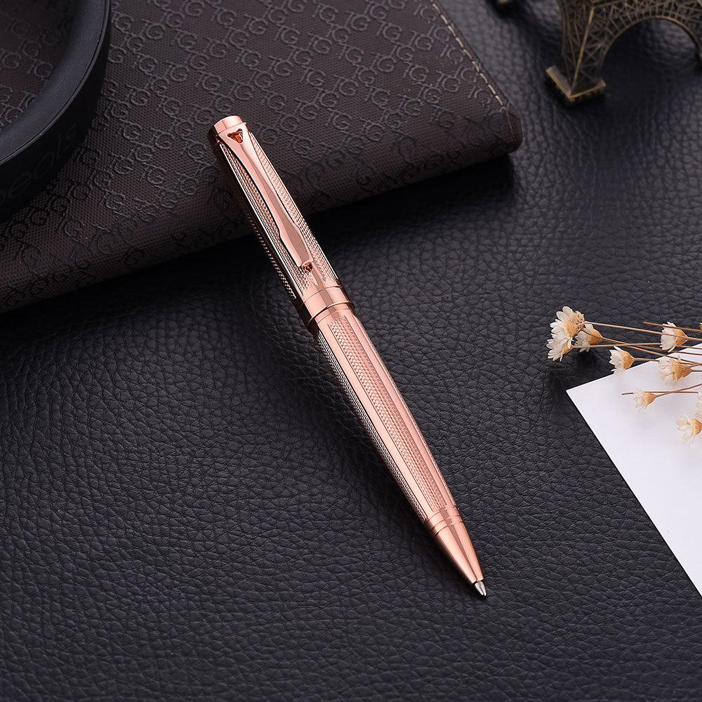 Metal Custom Company Logo New Fashionable Rose Gold Ballpoint Pen with 1.0mm Writing Width