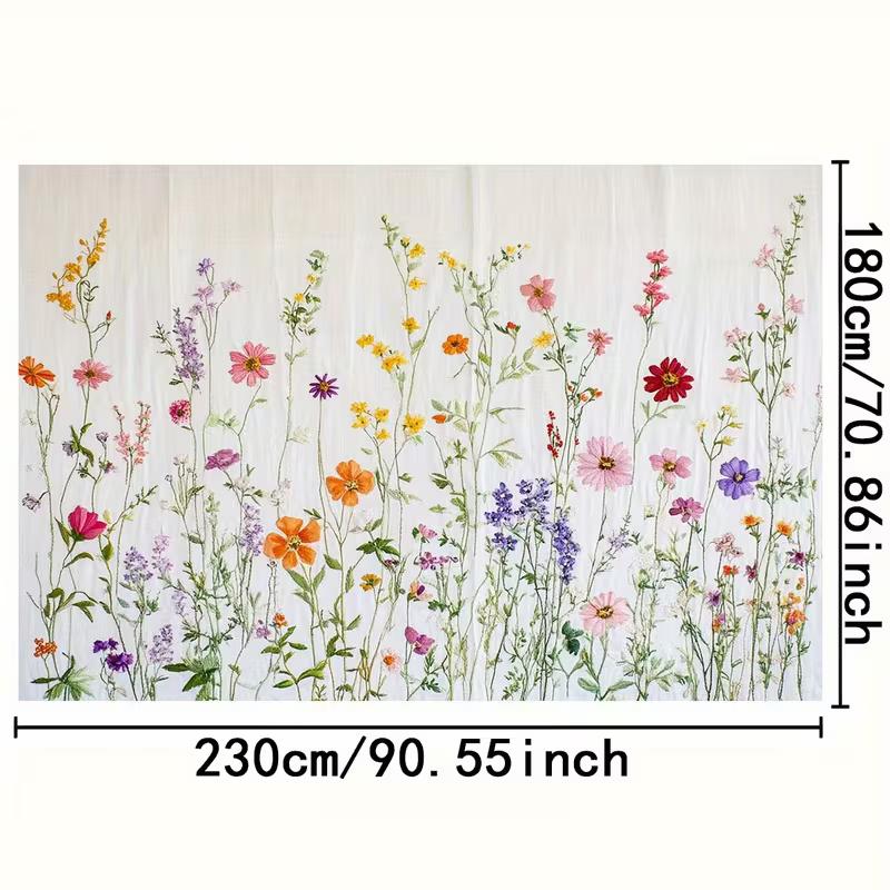 2D Flat Multicolor Wildflower Backdrop, Aesthetic Floral Background for Studio & Portrait Photoshoot