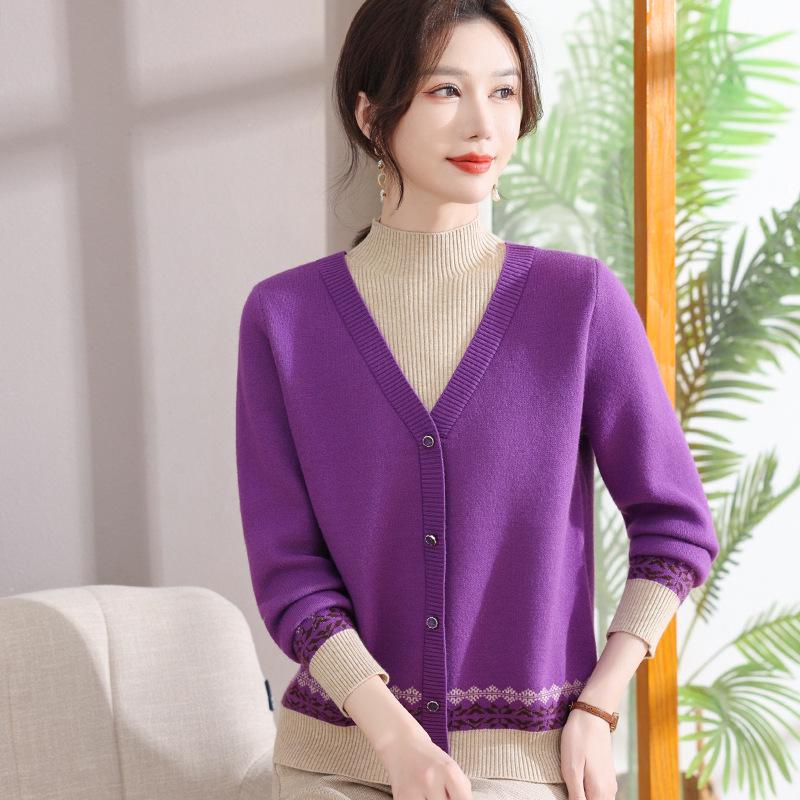 

Cozy Velvet Sweater Base Layer for Women 50+ - Faux Two-Piece Knit Top 4XL [145-160 kg]