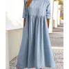 Summer Casual Short Sleeve Women Pocket Long Dress Fashion Elegant Plus Size Pleated Loose Crew Neck A-line Party Dresses Office Women Clothing