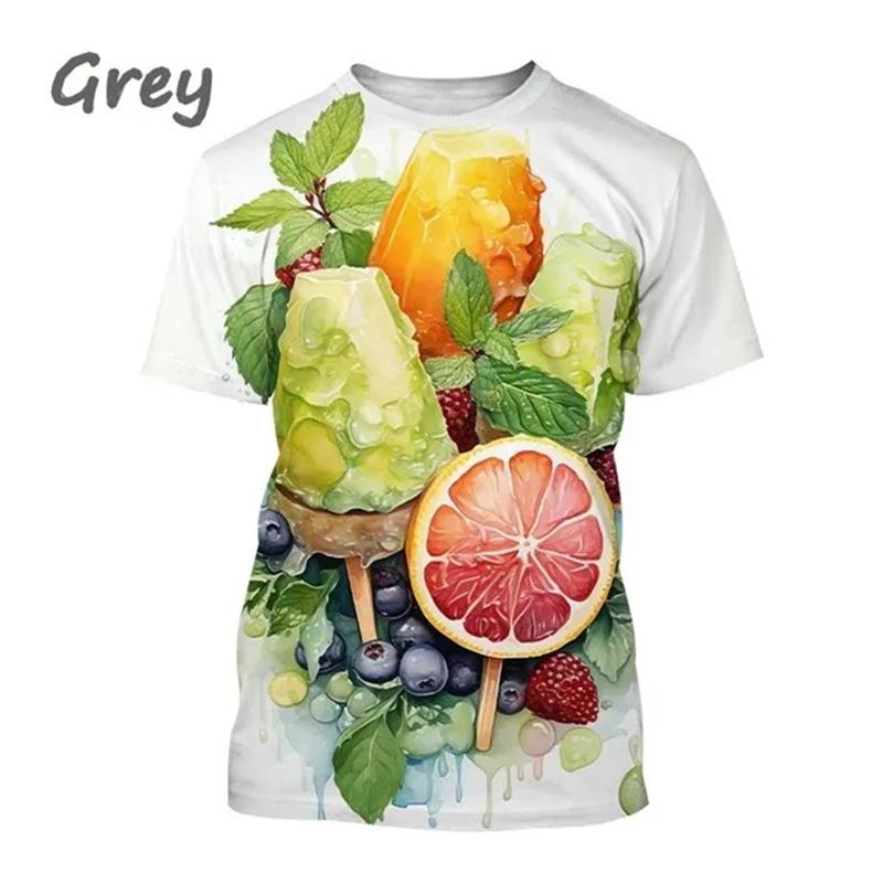 Nové 3D tištěné tričko s citronem Ovocný citron Umění Malované O-výstřih Krátký rukáv Zábavný ovocný potisk Pánské ležérní topy