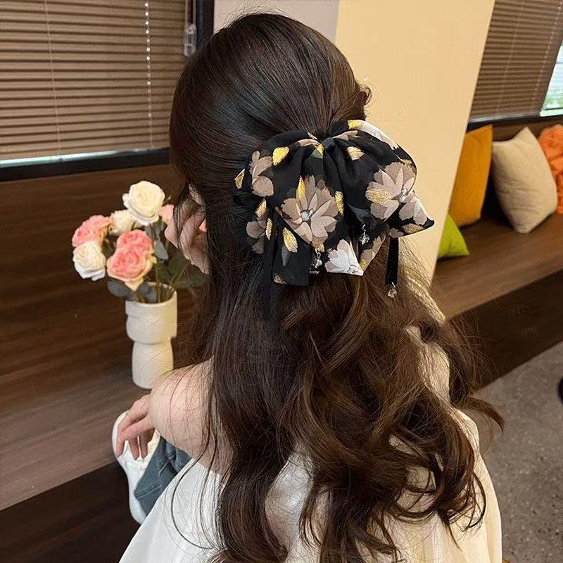 Starry Sky Rhinestone Bow Hair Claw Clip for Women