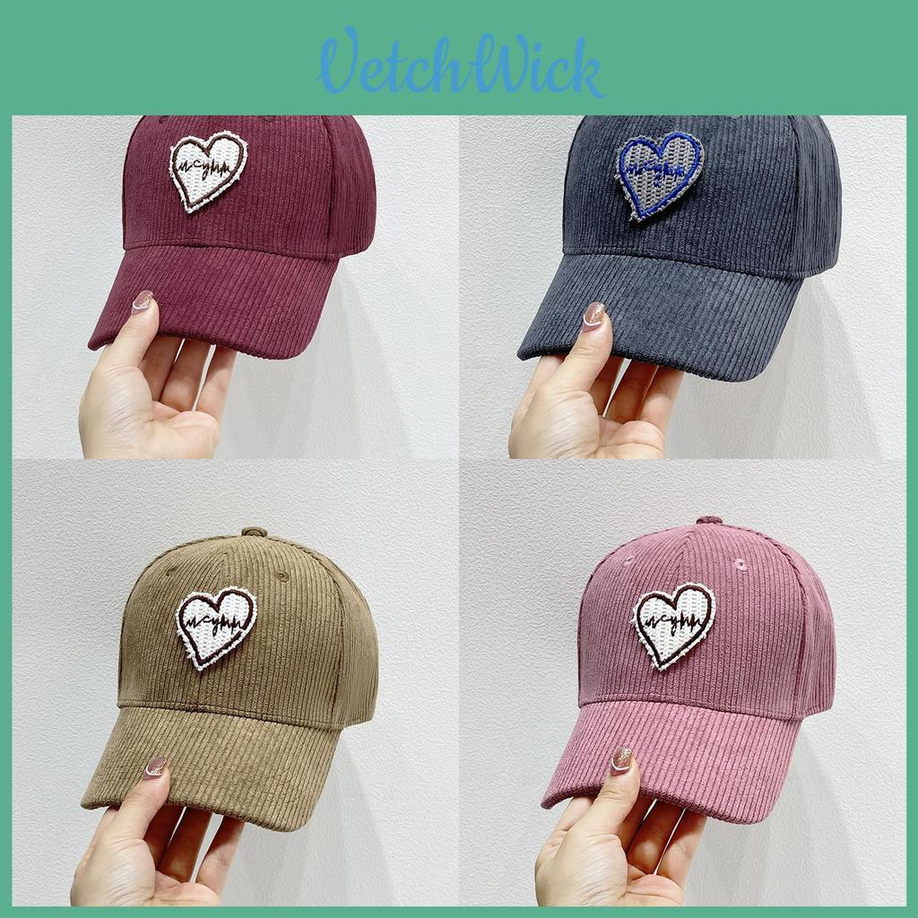 Corduroy Heart Baseball Cap With Adjustable Fit And Sunshade For Spring Autumn Wear