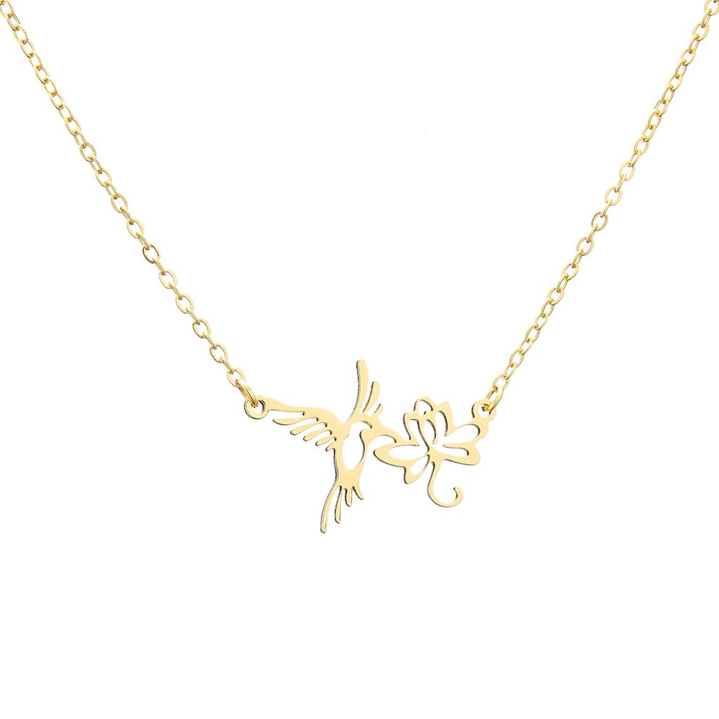 Kinitial Animal Swallow Birds Necklace Stainless Steel Hummingbird Necklaces & Pendants Clavicle Chain Necklace collare Jewelry