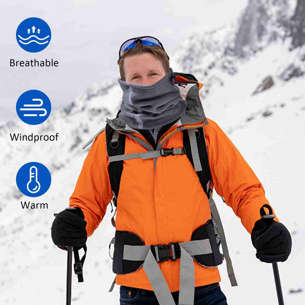 Adjustable Fleece Neck Gaiter Warmer Reflective Safety Face Cover Winter Warm Outdoor Sport Scarf for Men and Women