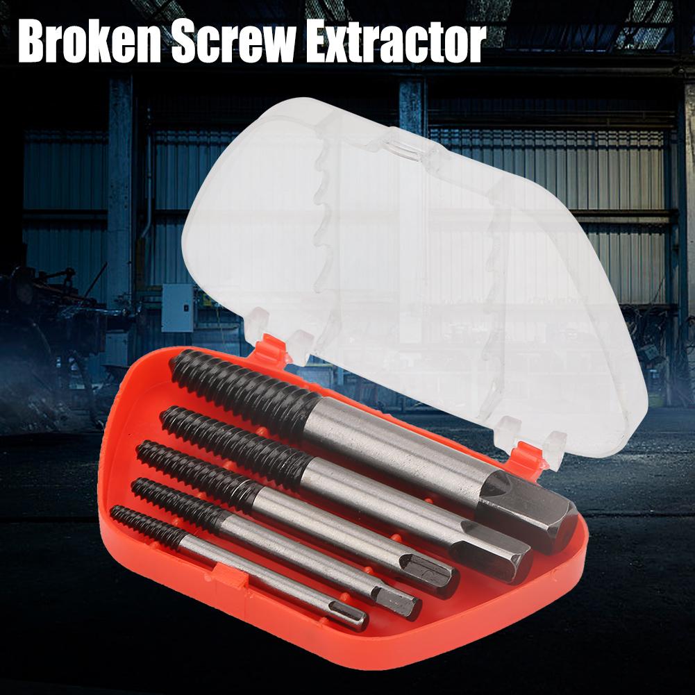 5Pcs High Quality Chrome Vanadium Steel Damaged Bolt Screw Extractor Remover
