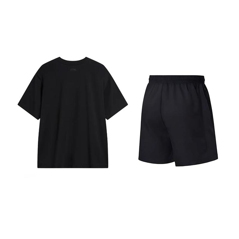 Li Ning Logo Print Simple Versatile Fashion Comfortable Round Neck Casual Sports Suit Unisex Suit YHSV371-1+AKSV843-1