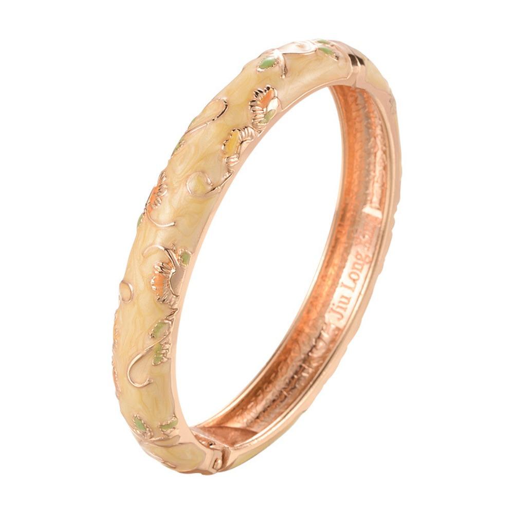 Traditional Vintage Cloisonne Bangle Open Hollow Out Flower Bangle Women's Hand Bracelet  Woman