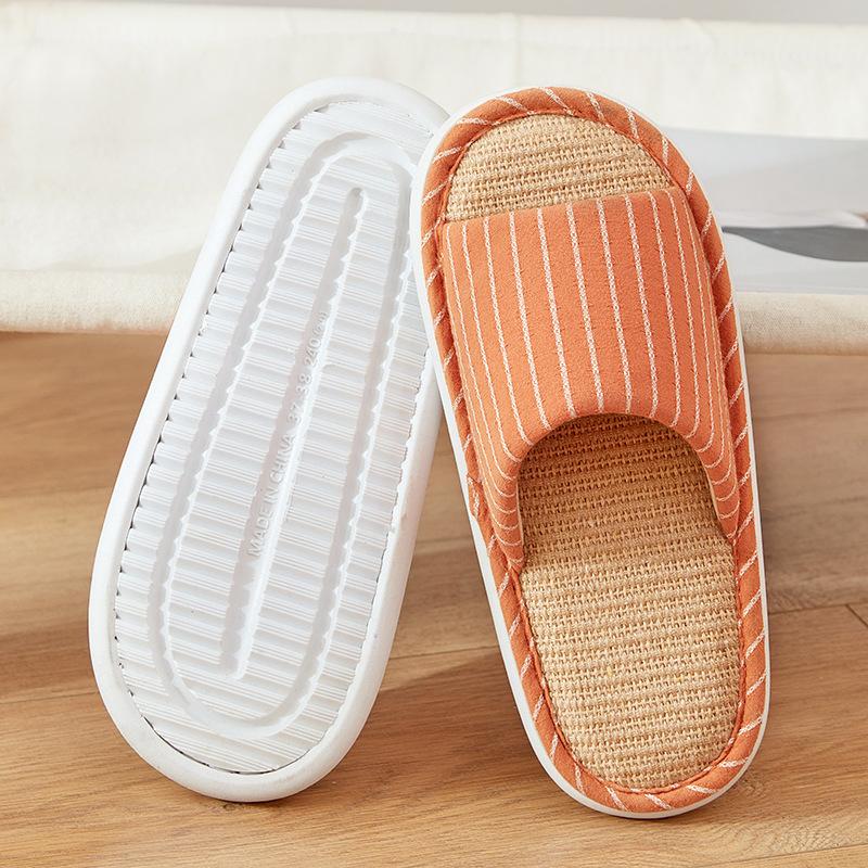 Spring Linen Slippers Home Four Seasons Home Cotton and Linen Indoor Non-slip Floor Breathable Linen Slippers Spring and Autumn