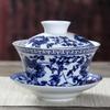 320ml Blau-Weiße Porzellan-Schüssel mit Deckel Große Chinesische Haushalts-Teetasse Porzellan Kung Fu Tee-Set Sancai Tribut-Teeschale