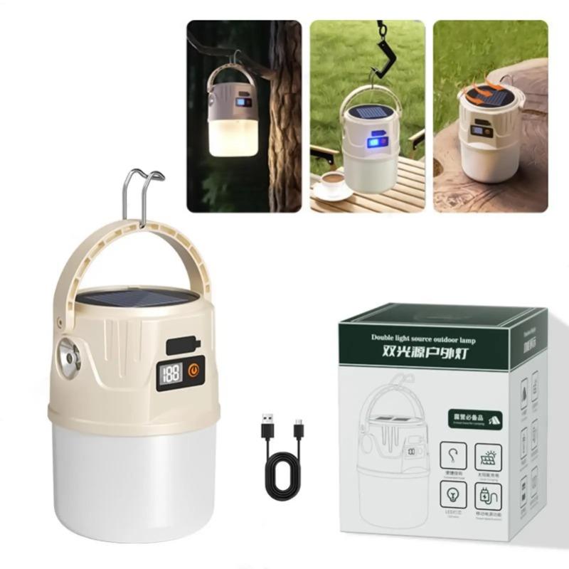 Lanterns For Camping Portable Camping Light Solar Panel 2 Modes Waterproof Lamp With Hook Survival Gear For Tent Hiking Fishing
