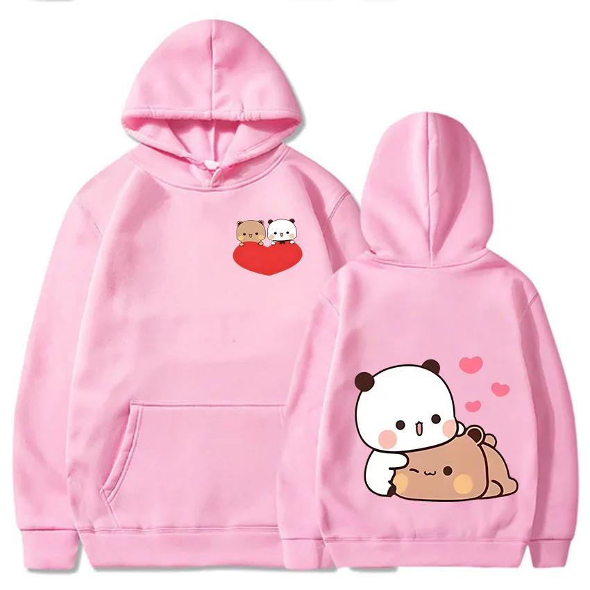 Bubu and Dudu Panda Hoodies Men Aesthetic Graphic Funny Kawaii Bubble Tea Hoodies Unisex Anime Harajuku Vintage Pullovers Sweats