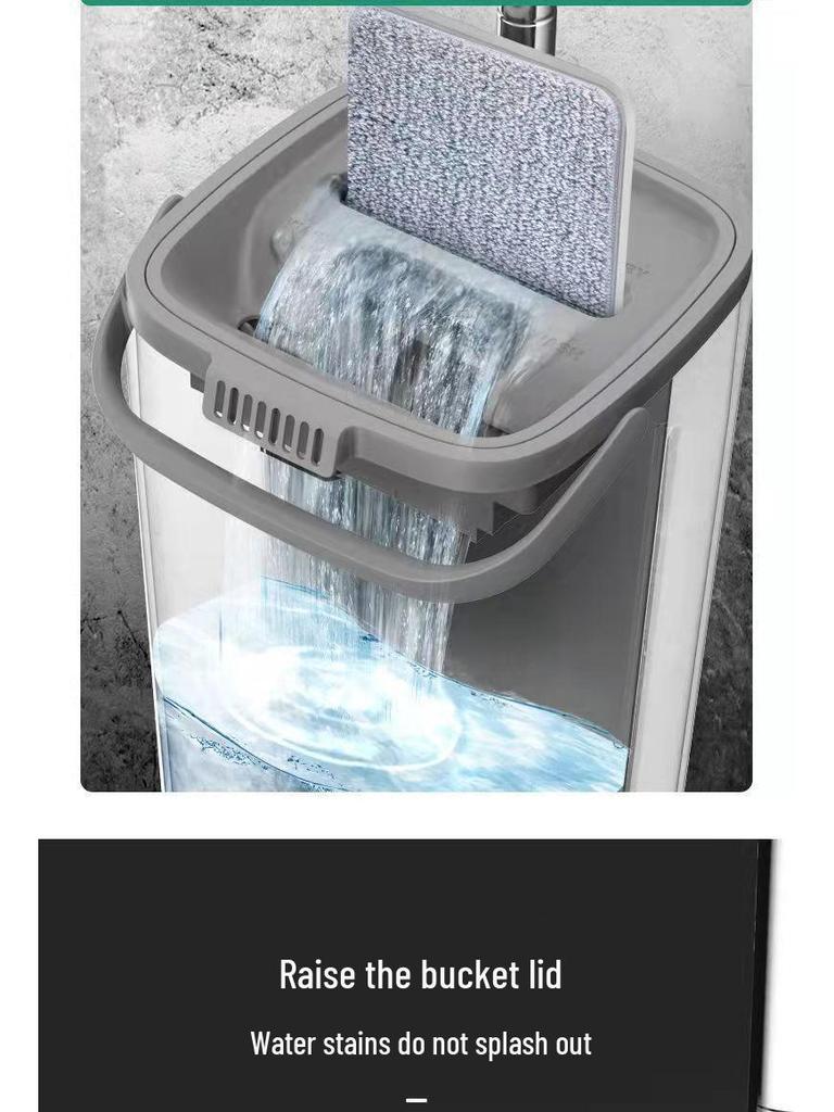 Home Mop Set: One-Step Clean, No-Hand Wash, Thickened Pad, Dual Wet/Dry Use, Includes Bucket for Easy, Lazy Floor Mopping.