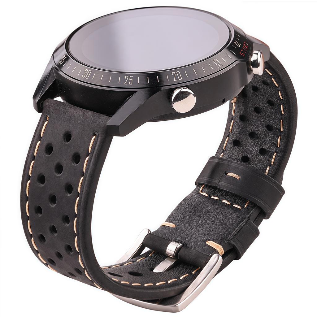 Genuine Cow Leather Watch Strap Bracelet Women Men Breathable Watchband 4 Colors 20mm 22mm 24mm Belt with Steel Pin Buckle