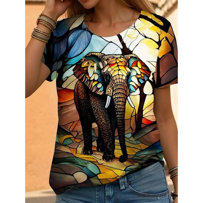 Cat Fox Sloth Pattern 3D Printed T Shirt For Women Fun Animal Short Sleeves Summer Loose T-Shirts O-Neck Tops Tees