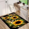 Large Vibrant Sunflower Area Rug – Non-Slip Polyester Floor Mat with Wheat & Butterfly Accents, Perfect for Bedroom, Living Room