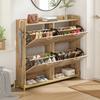 Modern Shoe Rack In Wood Look – 4-Door Shoe Cabinet – Space-Saving Shoe Cabinet for Entrance Area, Hallway or Hallway – Sturdy and Stylish