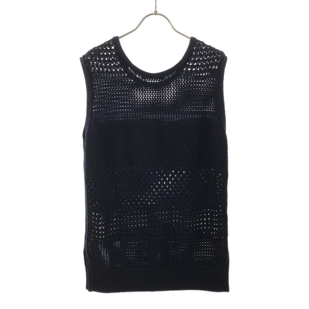 Ebure Mixed Pattern Cotton Knit Vest Navy Sheer Knit Vest Women Used