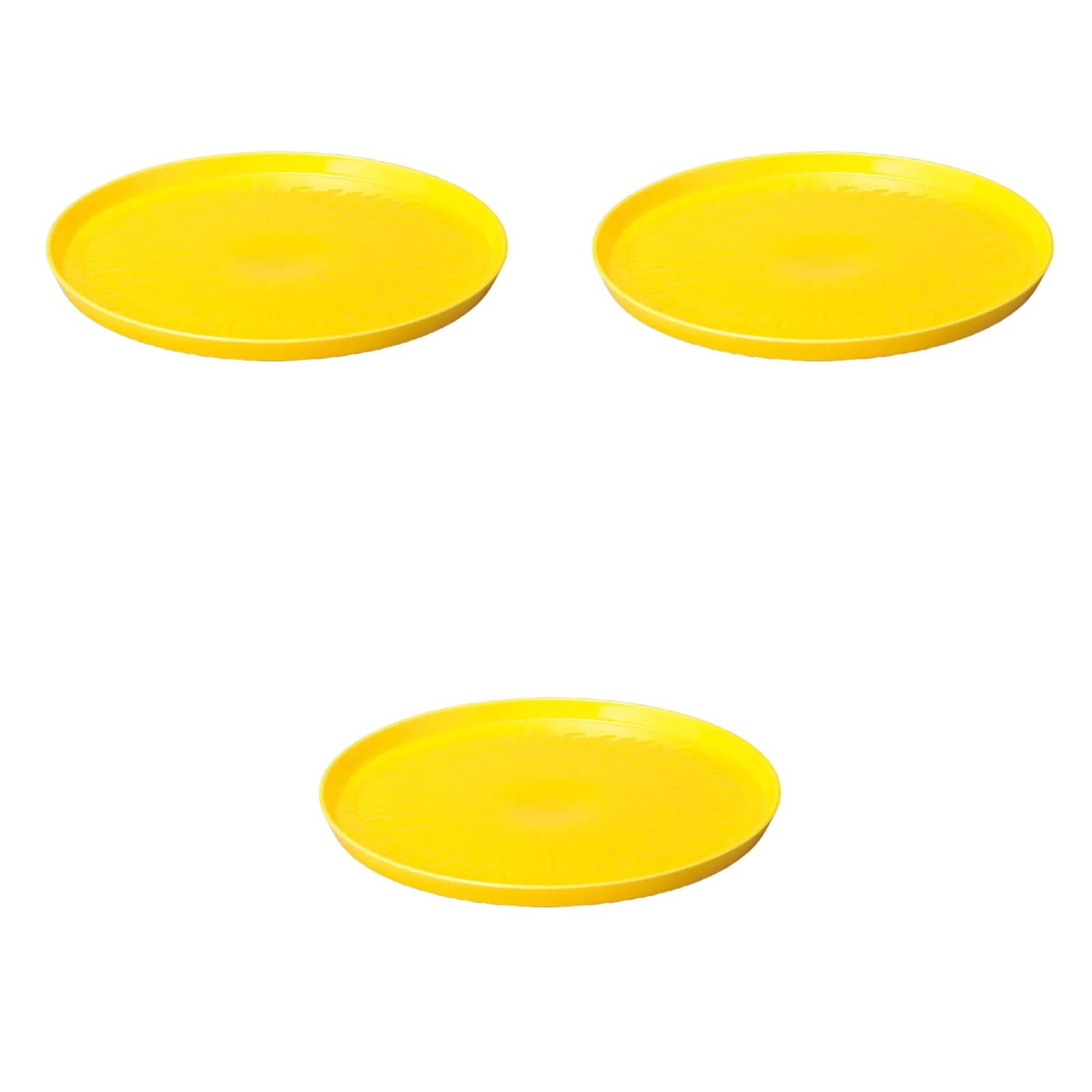 

Набор из 3 желтых круглых тарелок x Большие круглые тарелки от Setomonohonpo С резным краем [27 2см] жёлтый