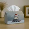 1pc Adorable Winter Design Tissue Holder Featuring a Hippo, Cozy Fabric Napkin Storage Organizer Suitable for Kitchen And Car, Elegant Decorative Box 