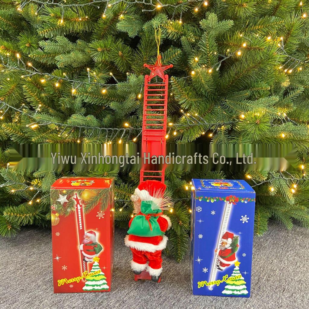 Electric Santa Claus Climbing Ladder with Beads - Christmas Decoration and Children's Gift