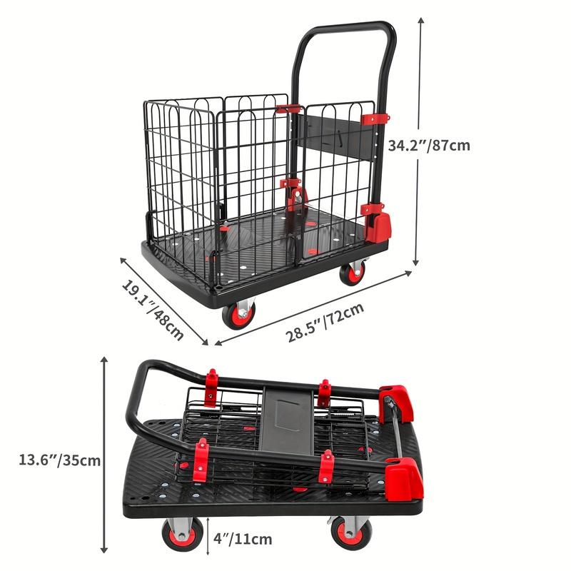Caged Platform Trolley, Bearing Folding Transporter, Thickened and Durable Hand Truck, Foldable  Warehouse Item Handling
