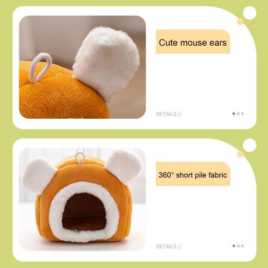 Plush Hamster House with Bear Ears Winter Warm Guinea Pig Rat Chinchilla Rabbit Parrot Squirrels Bed Nest Small Pet Cave Bed Sleeping Nest